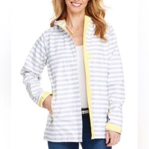 Vineyard Vines hooded jacket nylon gray printed stripe stow and go full zip XL